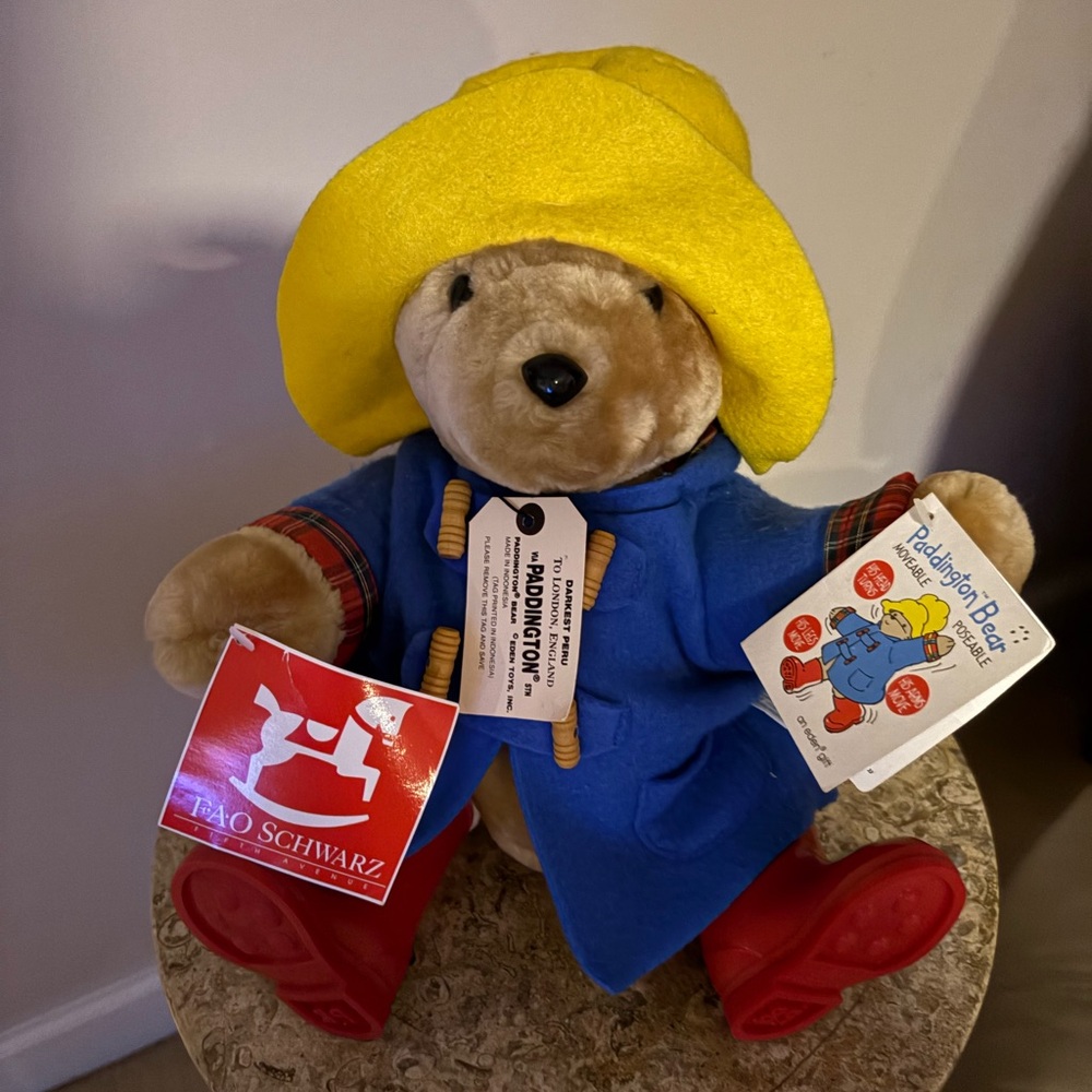 FAO Schwarz Paddington Bear Plush Toy - Yellow and Blue